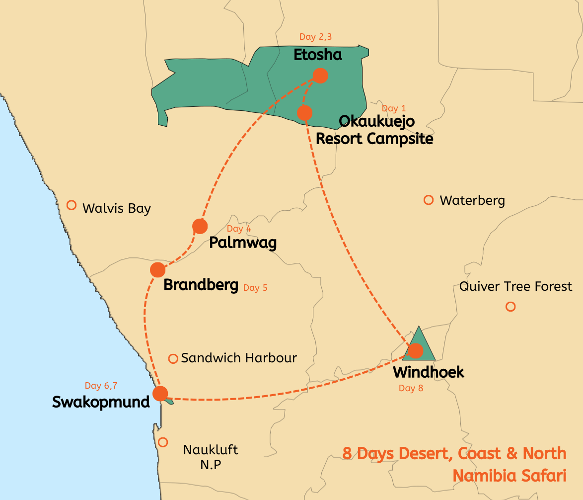 8 Days Desert, Coast and North Namibia Safari